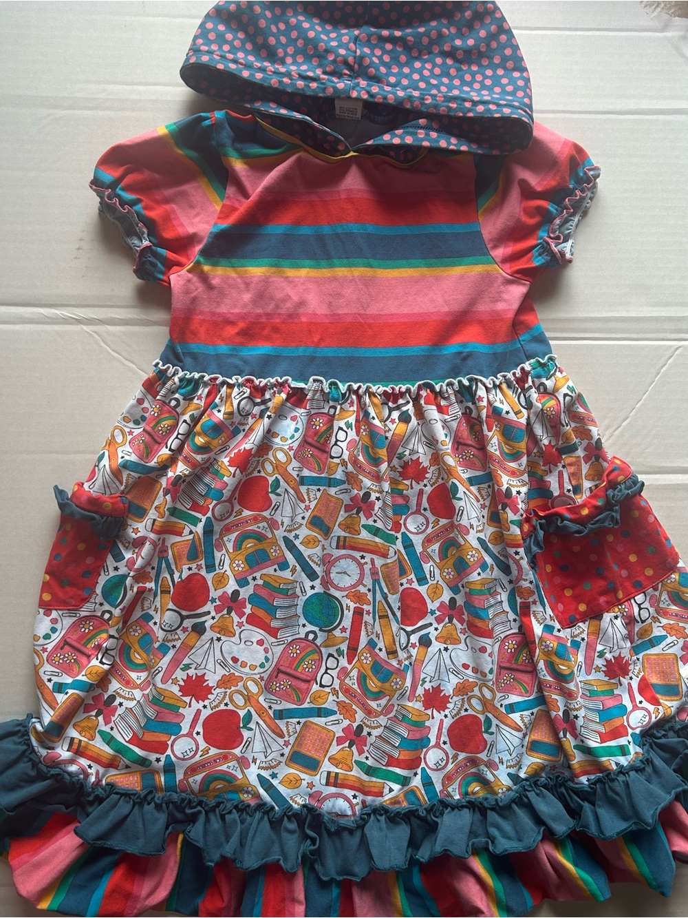 Back to School Hooded Dress with ruffles